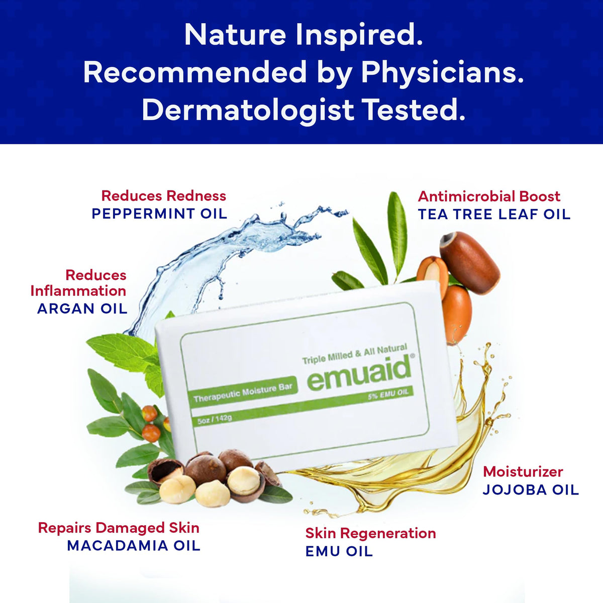 emuaid bar used in groin area wash, illustrates targeted soothing care