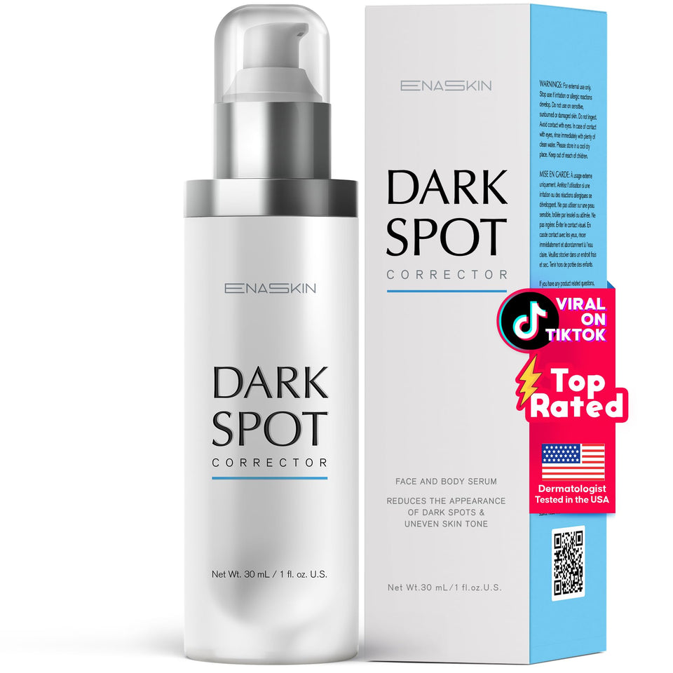 EnaSkin front bottle view showing sleek label and travel-friendly size benefit