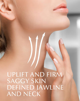 EnaSkin application on face and neck illustrating smoothing benefit