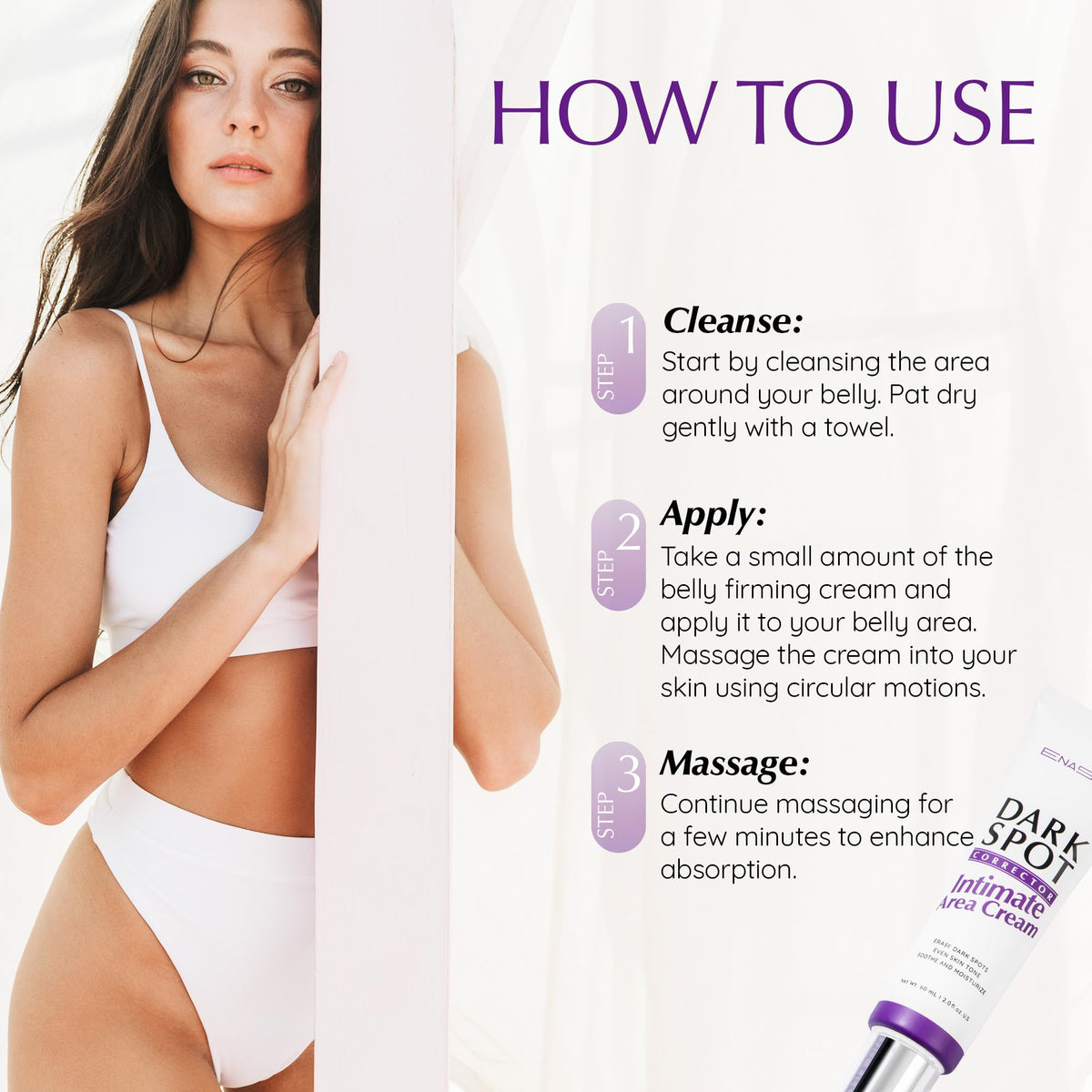 EnaSkin before and after illustration demonstrating improved evenness and tone