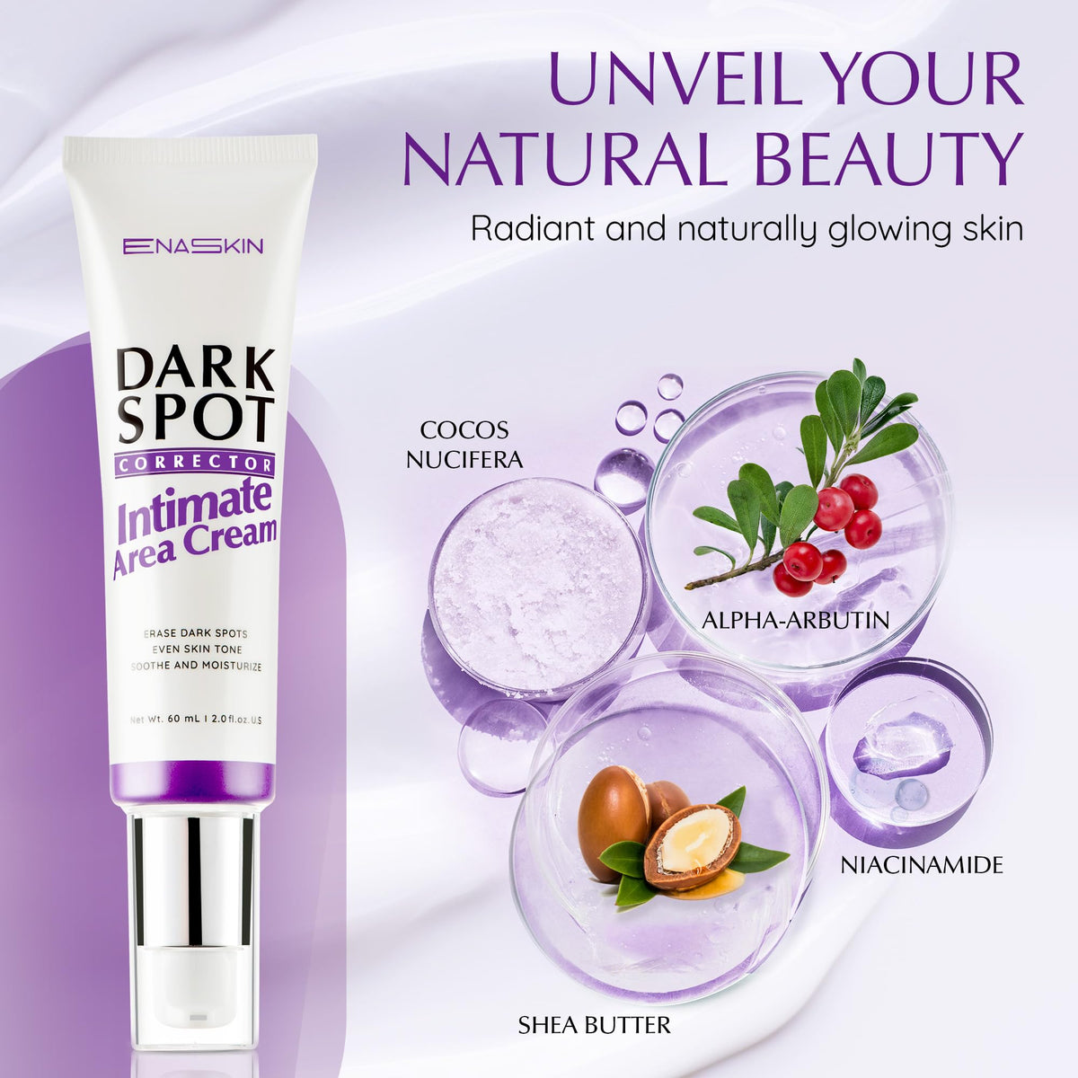 EnaSkin cream texture close-up showing smooth consistency that absorbs quickly