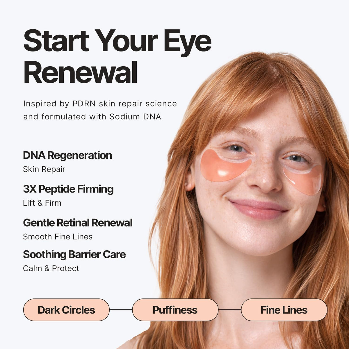 Application image of Enaskin Naturals patch under eye for instant de-puffing