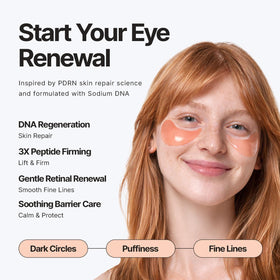 Application image of Enaskin Naturals patch under eye for instant de-puffing