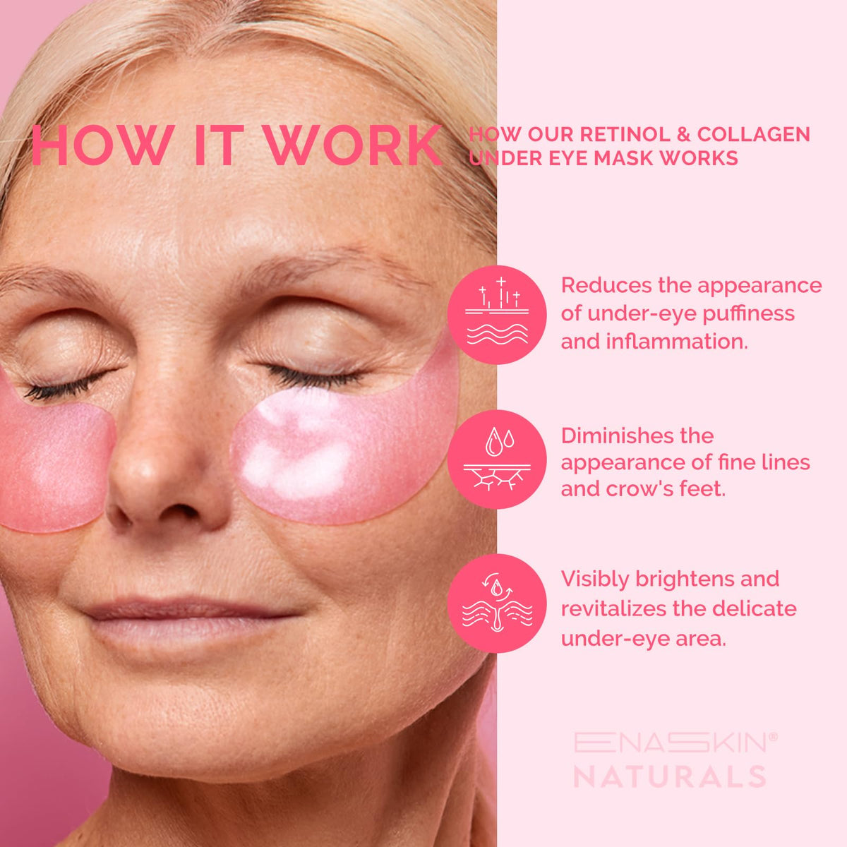 Enaskin Naturals subtle before and after photo showing reduced puffiness benefit