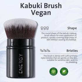 ENERGY kabuki brush bristle close-up dense synthetic fibers for smooth blending
