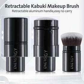 ENERGY kabuki brush with handle extended ready for full-length use and comfortable grip