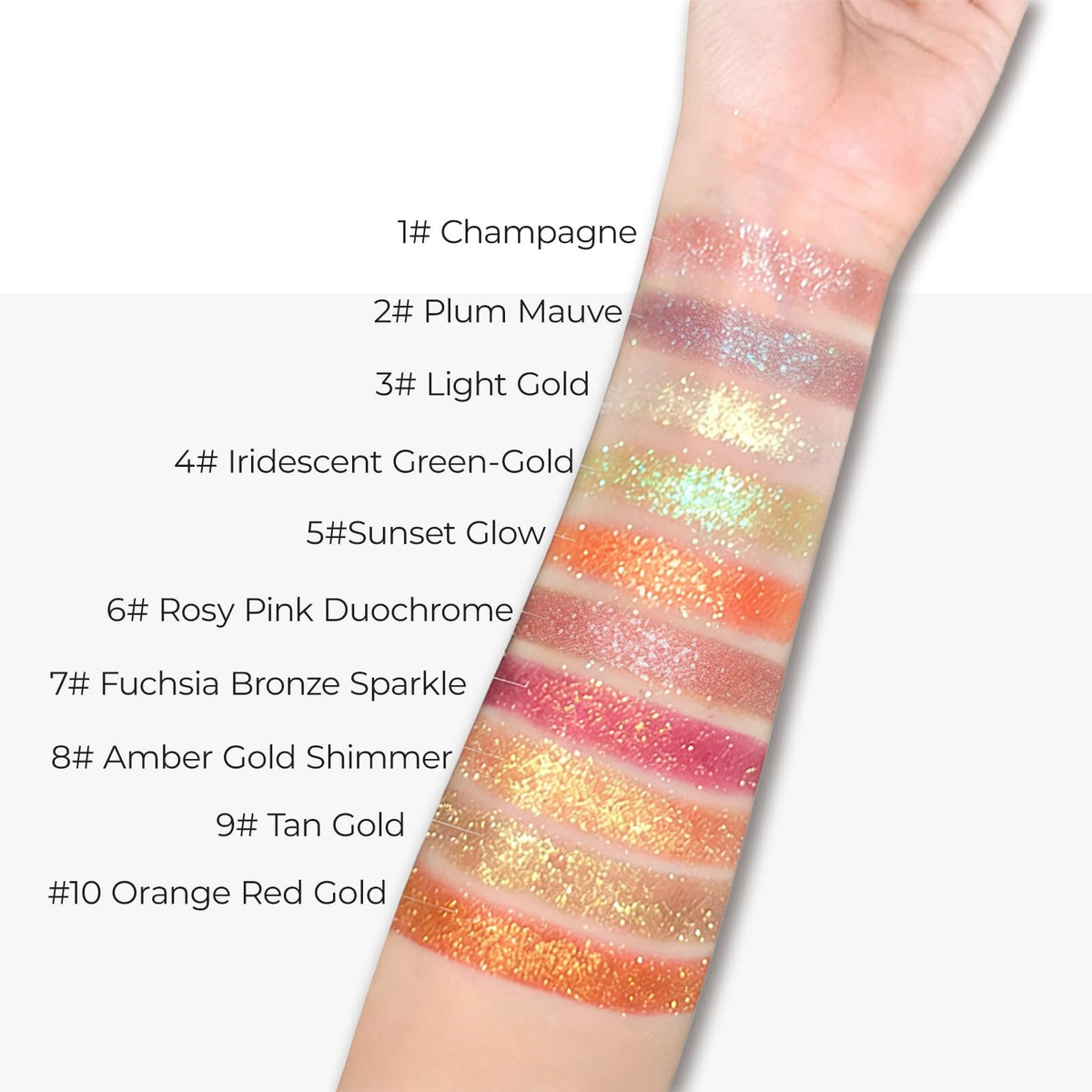 Enfuntins brush swatch stroke illustrating buildable coverage and metallic payoff