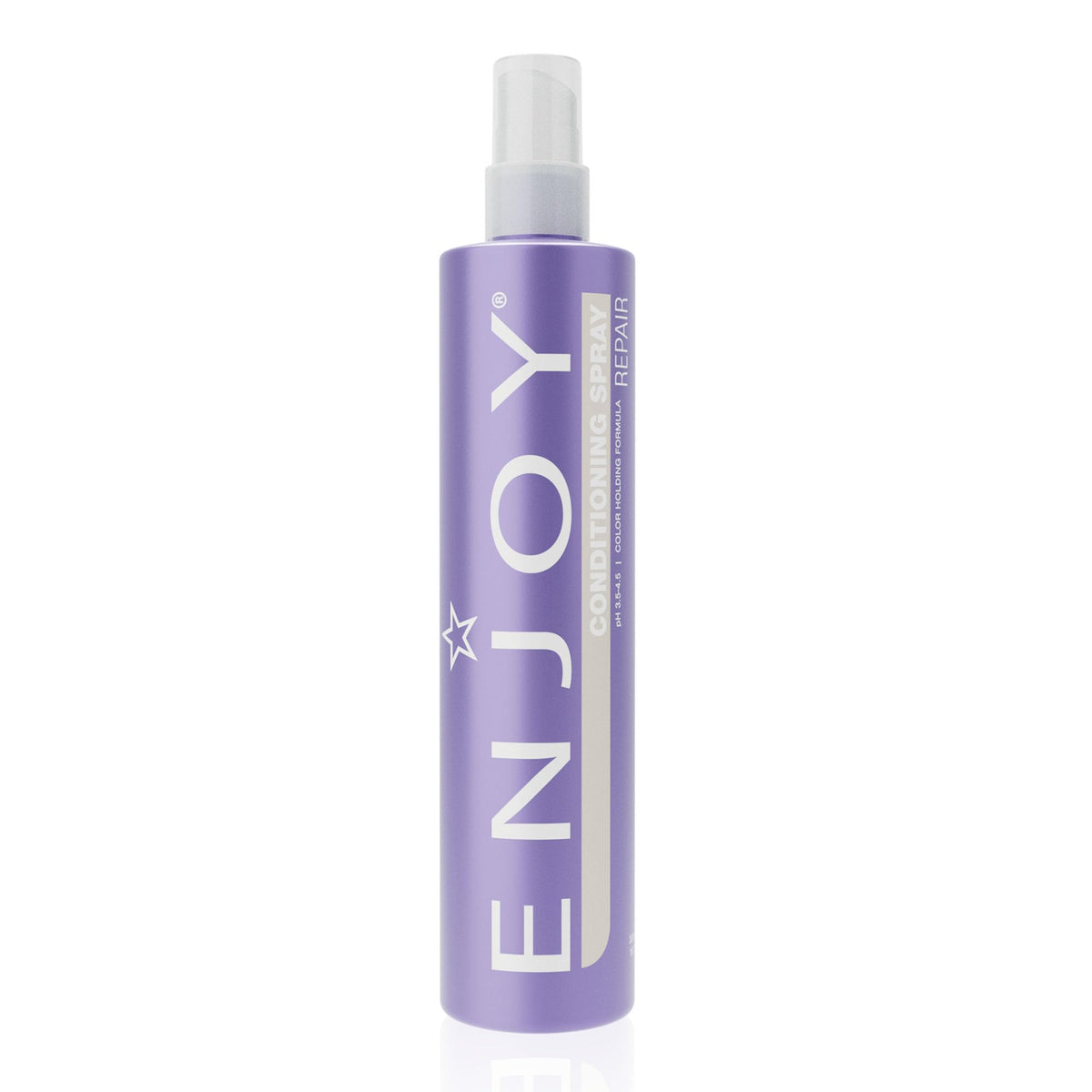Enjoy conditioning spray front bottle shows label and size, clear benefit of easy styling