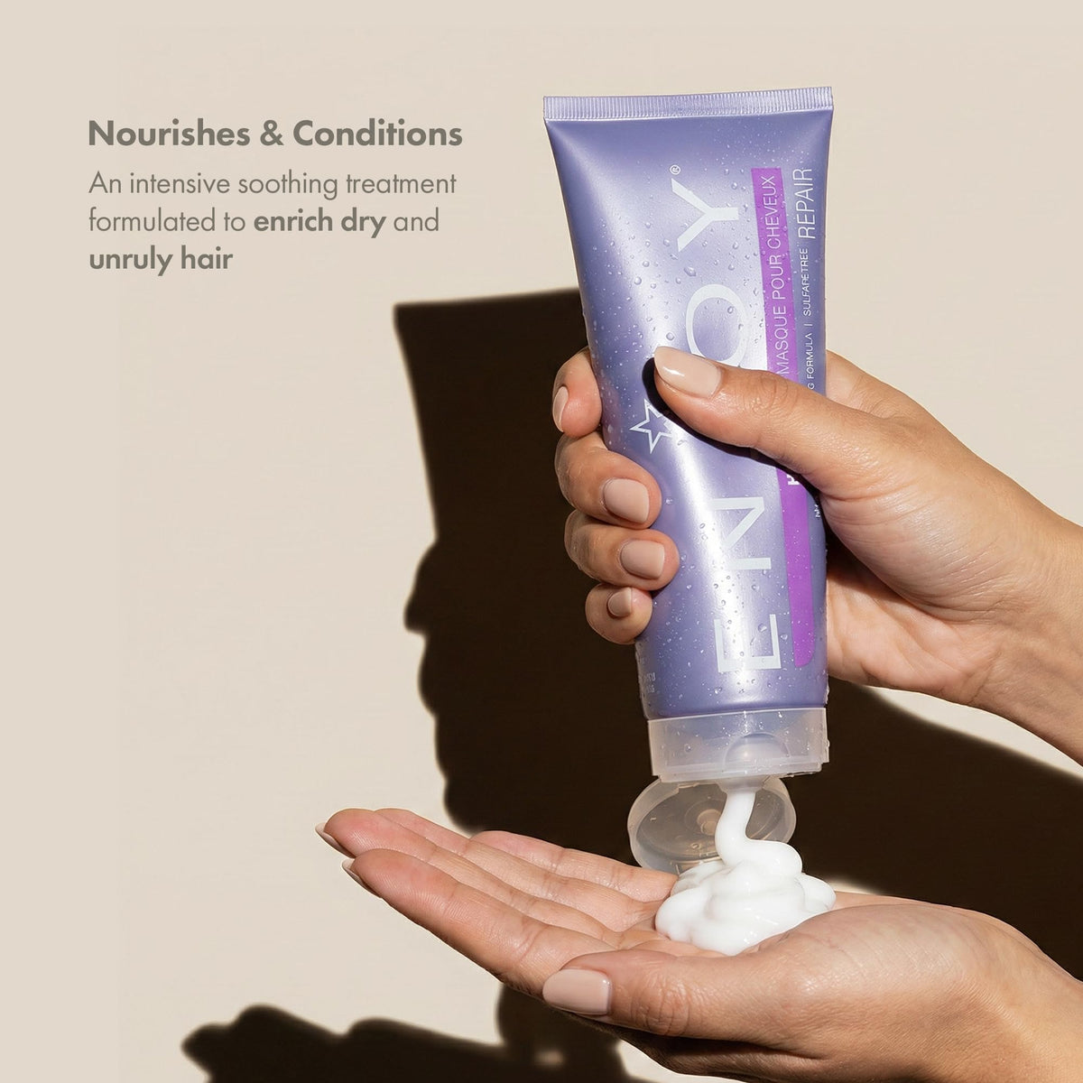 Enjoy hair mask open jar showing creamy texture for smooth application
