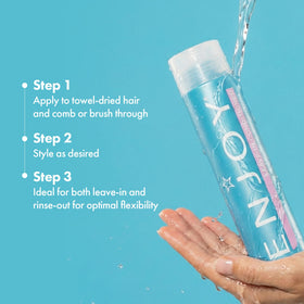 Enjoy leave-in conditioner being applied to wet hair for detangling and moisture