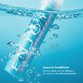 Enjoy leave-in conditioner pump and cap detail highlighting easy dispensing