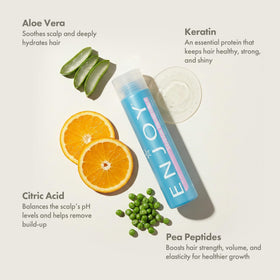 Enjoy leave-in conditioner cream texture close-up showing lightweight consistency
