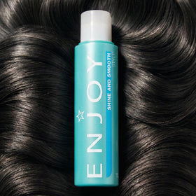 Enjoy styled hair before and after image showing added shine and smoother finish