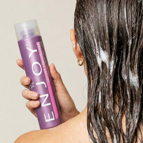 Enjoy creamy conditioner texture close-up highlighting rich moisturizing consistency