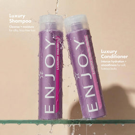 Enjoy pump dispenser detail demonstrating easy one-hand use and controlled product release