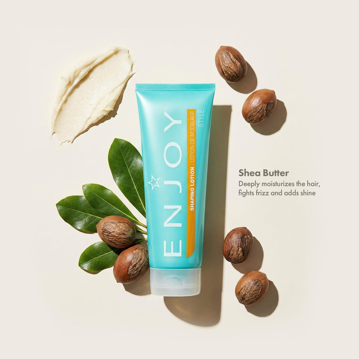 Enjoy shaping lotion dispensed drop from pump highlighting smooth application and control