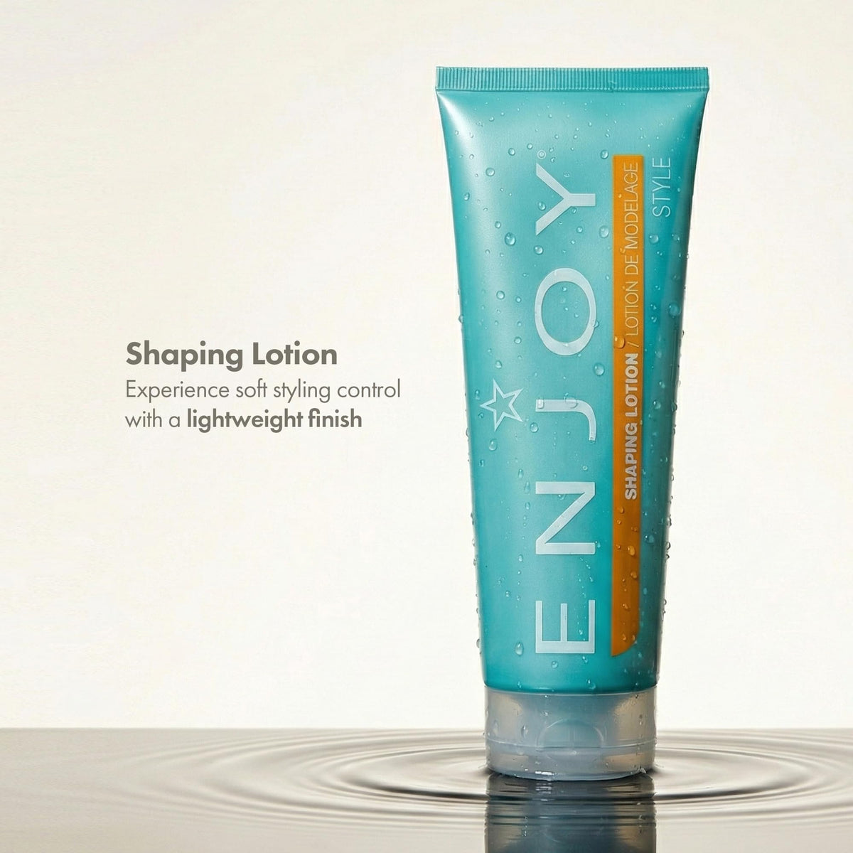 Enjoy shaping lotion cream texture close-up demonstrating lightweight absorbent formula benefit