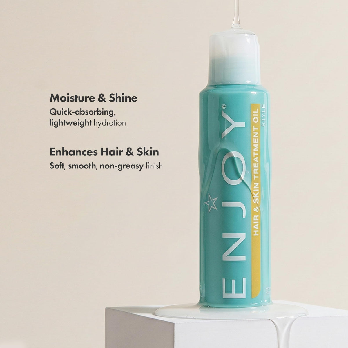 Enjoy texture close-up of lightweight oil absorbing into skin for non-greasy feel