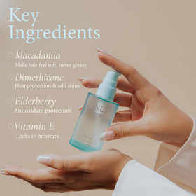 enly beauty bottle beside styling tools showing easy integration into routines