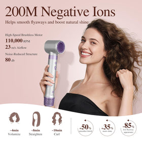 Entalva styler in use producing salon blowout results