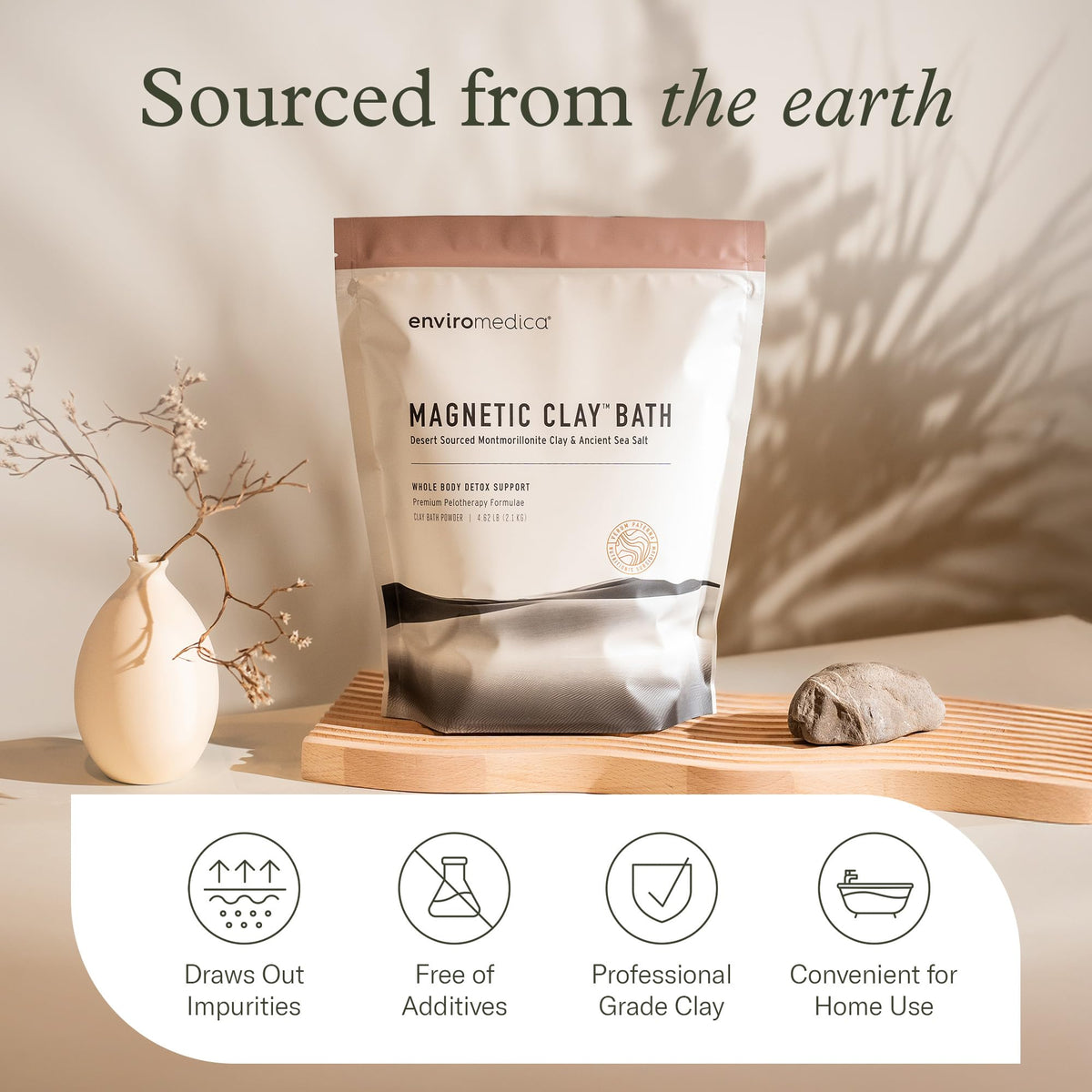 Enviromedica foot soak basin with clay dissolved for soothing relief