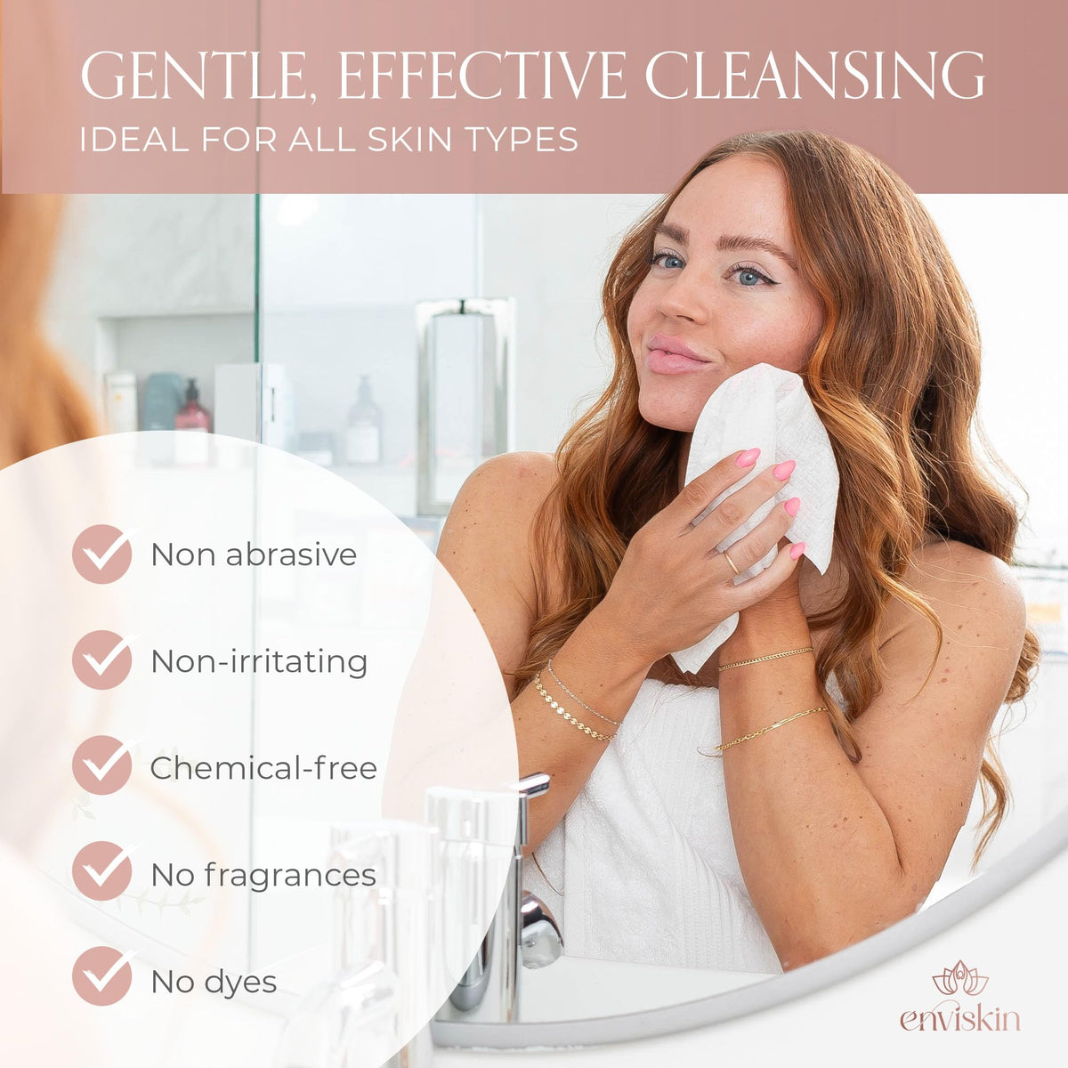 enviskin in use removing makeup gently for hygienic single-use benefit