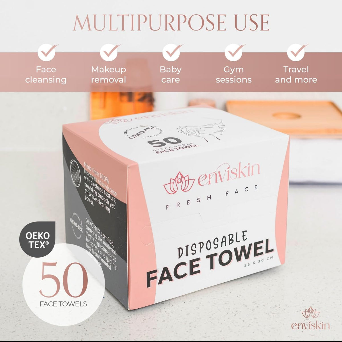 enviskin towel flat spread displaying full 10x12 surface for faster cleansing