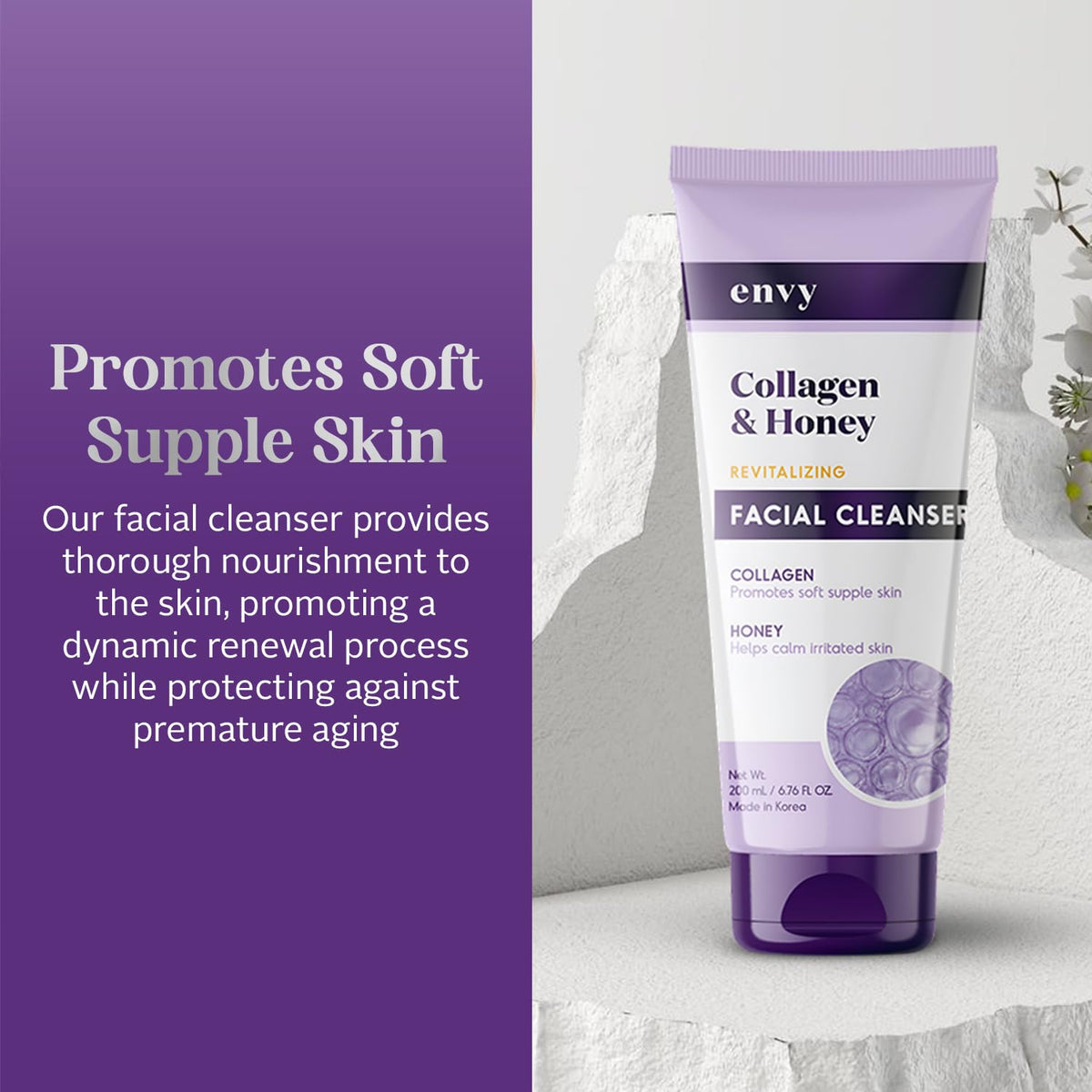 Envy cleanser pump dispensing gel texture that hydrates skin