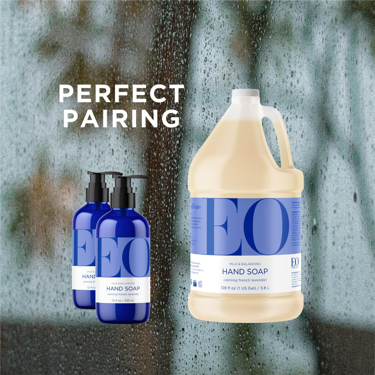 EO soap transferred to sink dispenser illustrating daily use and aromatherapy benefit