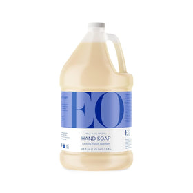EO front jug showing 128 oz refill and calming lavender scent benefit