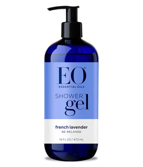 EO bottle front packaging showing calming lavender scent and clear branding