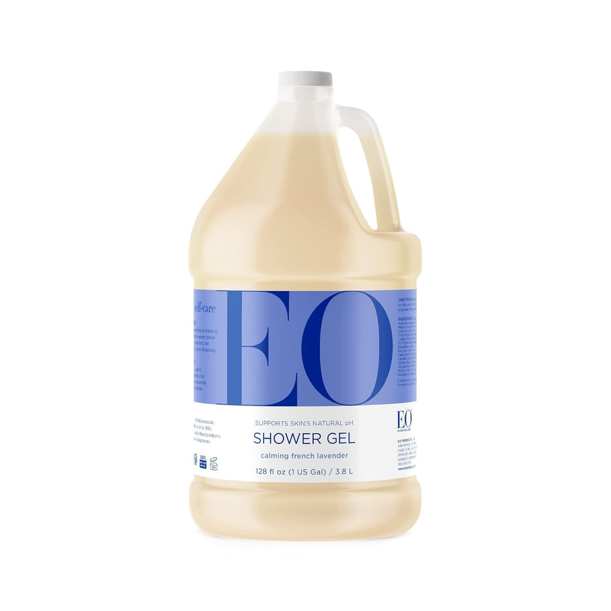EO French Lavender gallon front label showing scent and recyclable bottle