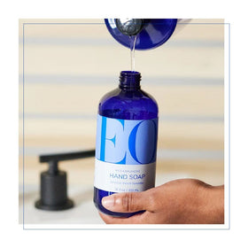 EO French Lavender bottle styled with fresh lavender sprig to show calming scent