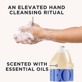 EO pour spout dispensing soap into a dispenser for convenient refills benefit