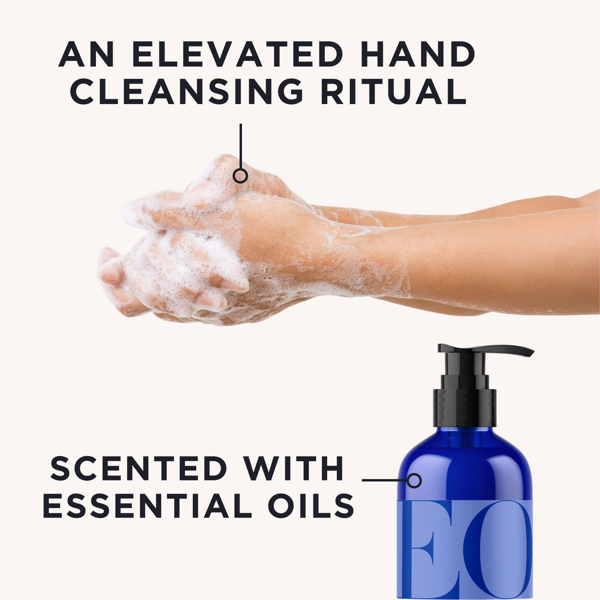 EO pump detail on bottle highlighting easy-dispense and convenience