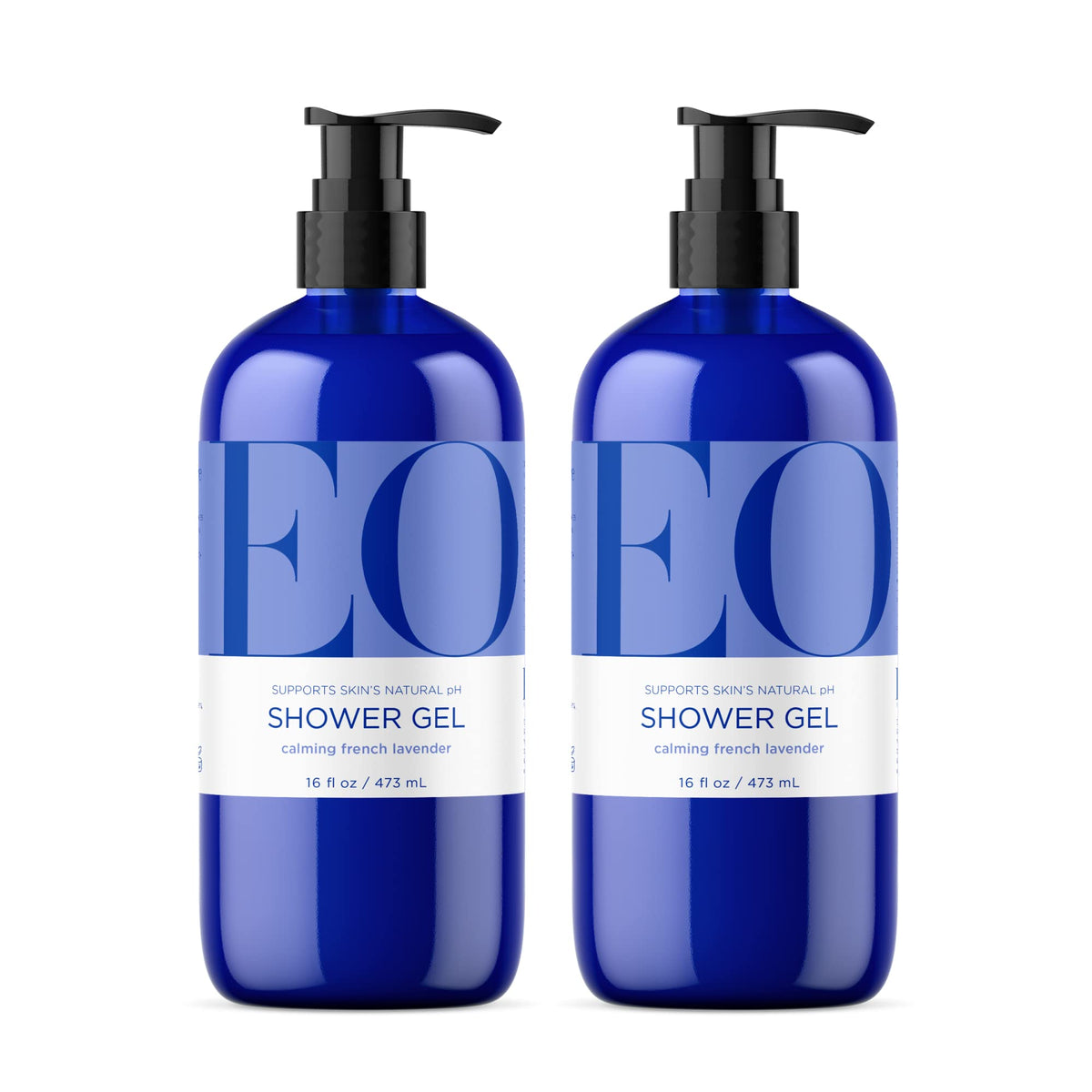 EO front packaging showing two 16 oz bottles and lavender scent benefit