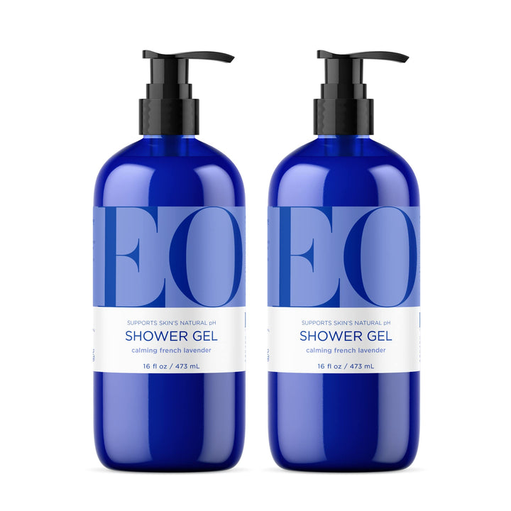 EO front packaging showing two 16 oz bottles and lavender scent benefit