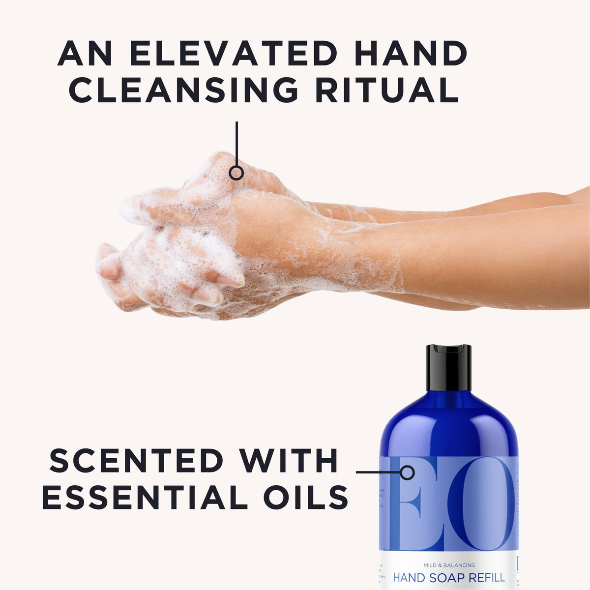 EO label close-up displaying ingredients and organic lavender essential oil benefits