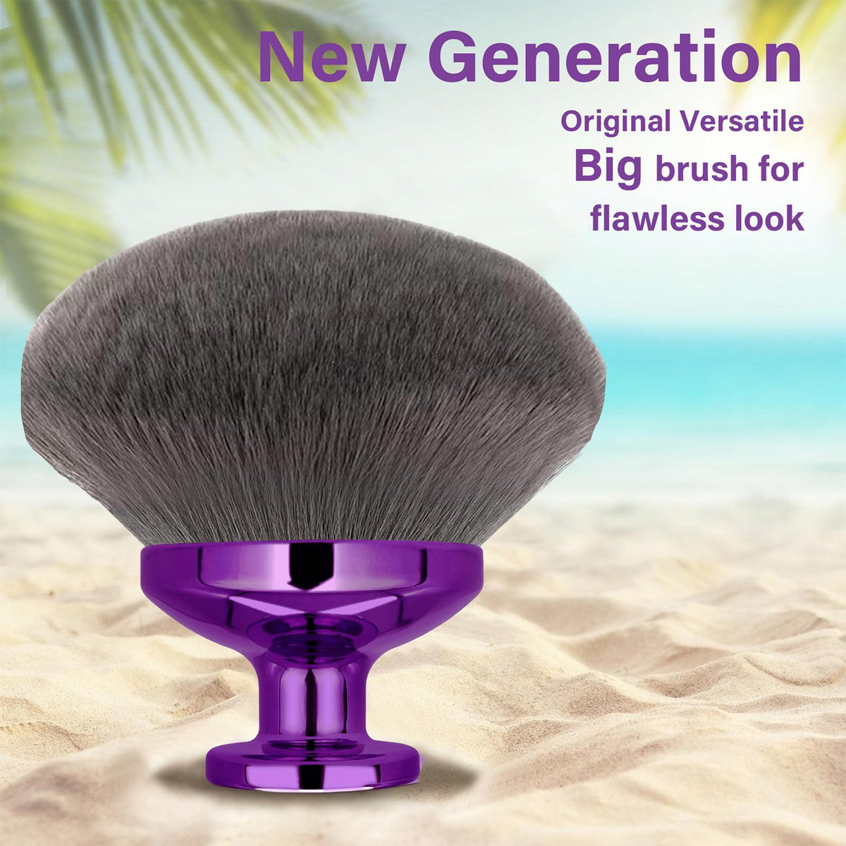 EOICCEOH close-up of dense vegan bristles showing soft texture for streak-free blending benefit