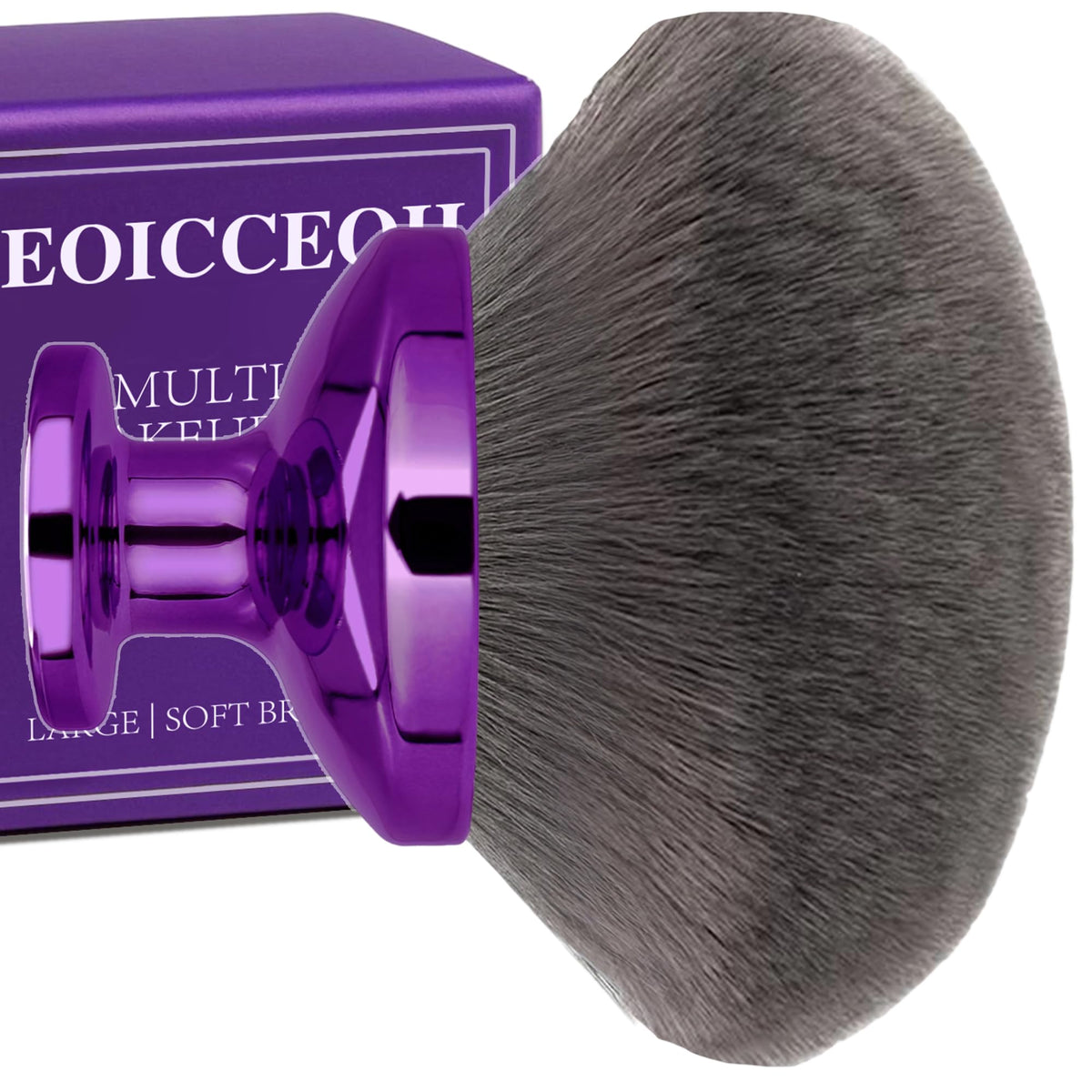 EOICCEOH front view of extra large kabuki brush showing wide head and packaging benefit fast coverage