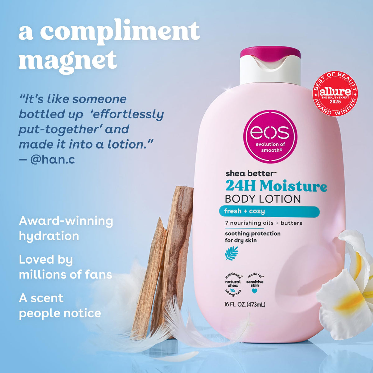 eos bottle in hand showing 16 fl oz scale for correct sizing expectation