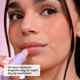 eos balm applied on lips demonstrating smooth, protective finish