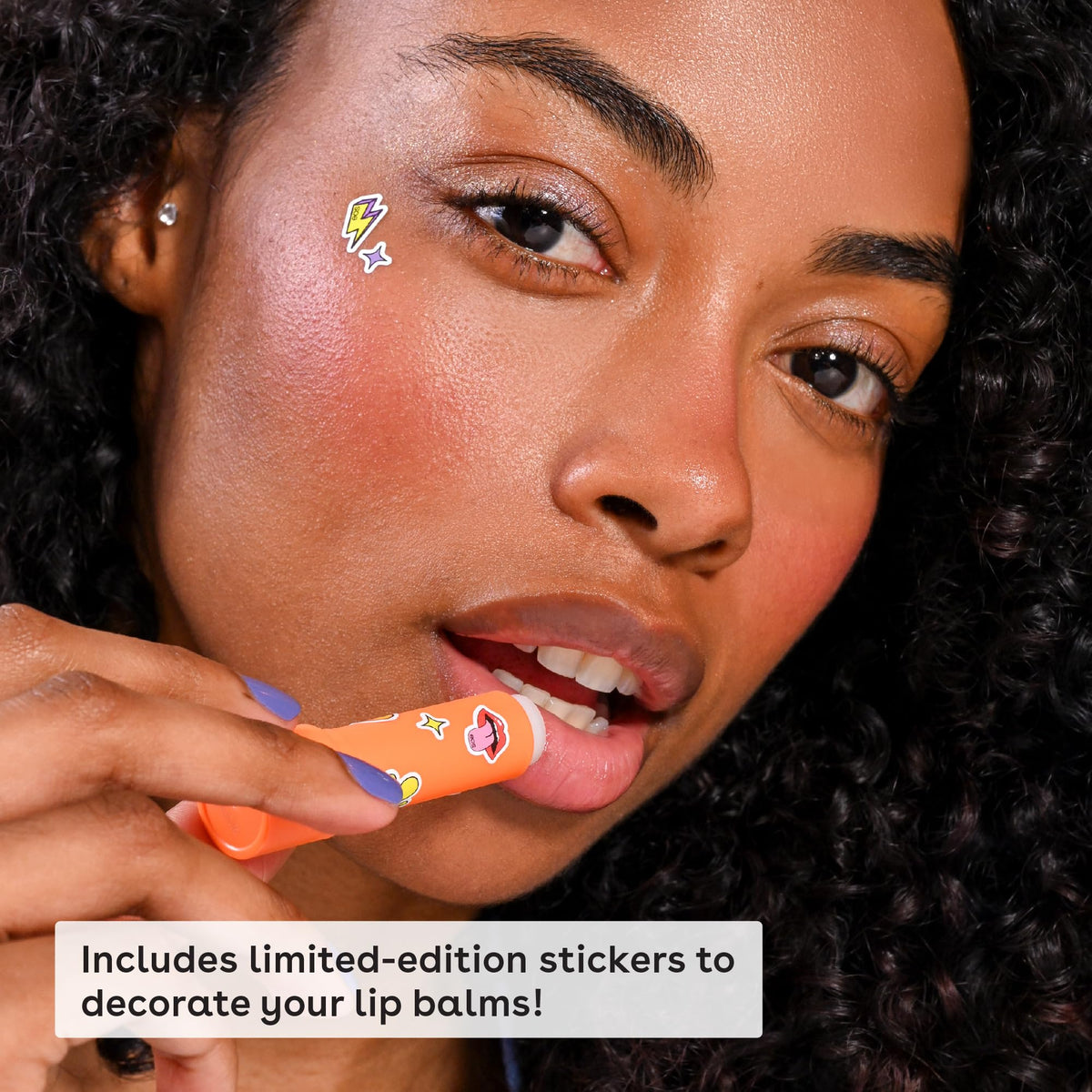 eos balm being applied to lips demonstrating smooth hydration and flavor layering