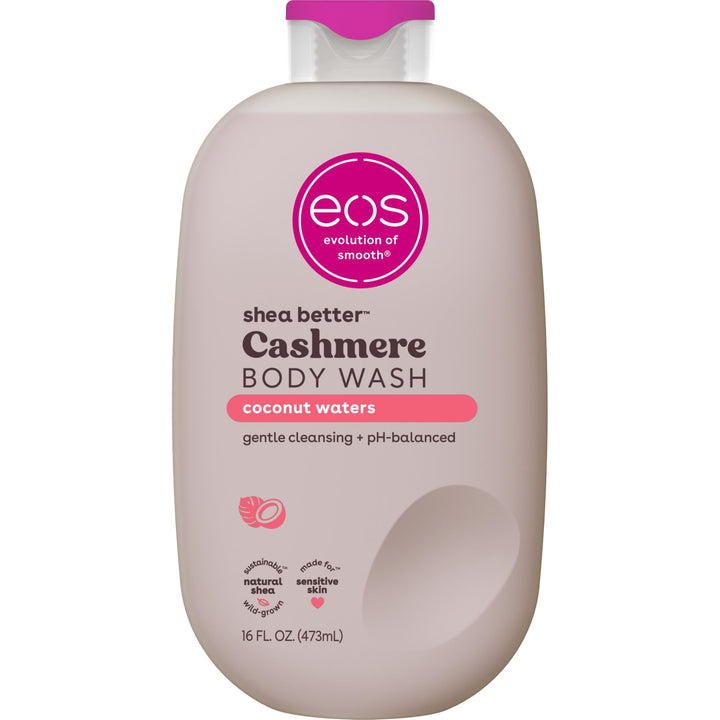eos front packaging showing coconut waters scent and moisturizing benefit