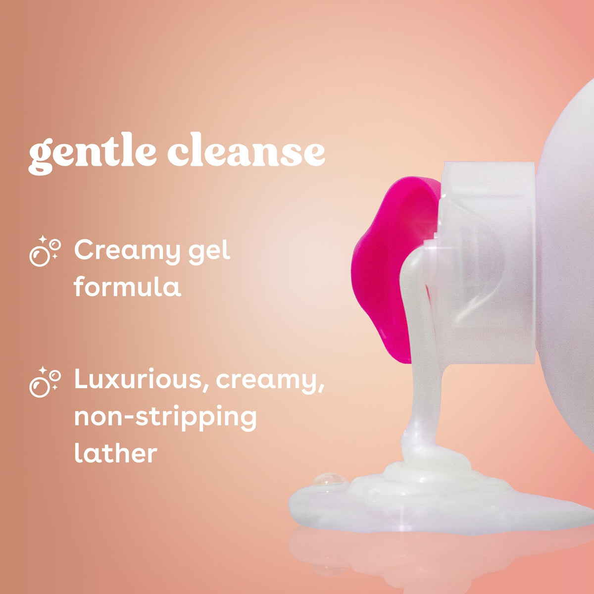 eos pump and label close-up highlighting ingredients and gentle formula