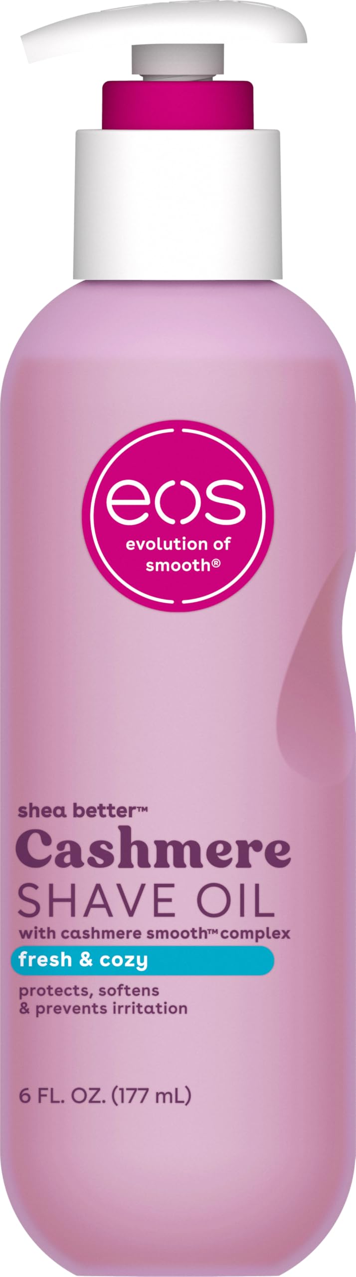 eos front bottle view showing label and Fresh & Cozy scent benefit