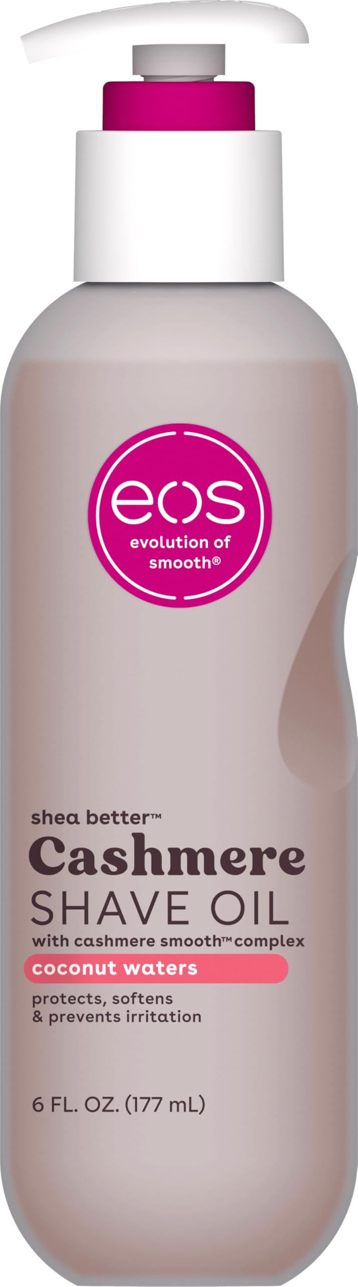 eos bottle front packaging showing Coconut Waters and moisturizing benefits