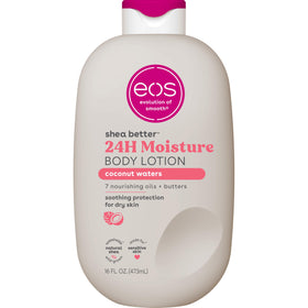 eos front bottle view showing coconut waters scent and 16 fl oz size benefit
