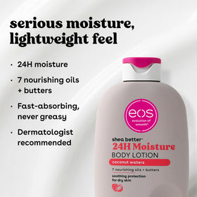 eos lotion poured on hand demonstrating fast absorption and smoothness benefit