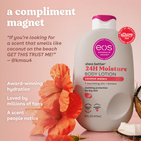eos lotion texture closeup highlighting lightweight non-greasy finish benefit